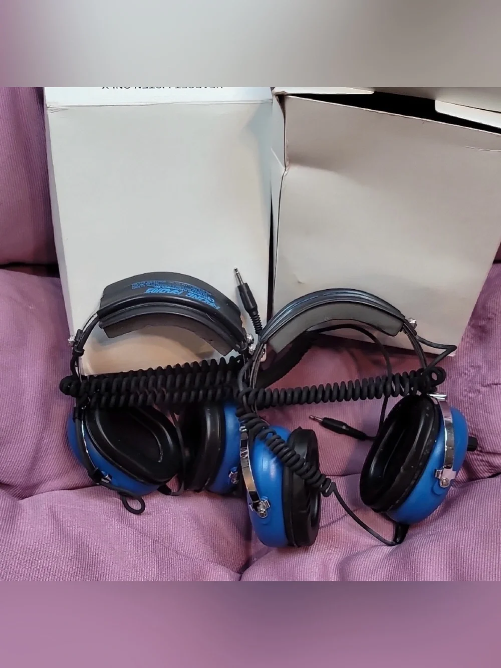 Bundle of Two Blue Over the Ear Adjustable Volume Racing Radio Headsets - Picture 1 of 6